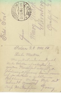 Feldpostkarte Erster Weltkrieg Sedan