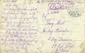 Feldpostkarte Erster Weltkrieg