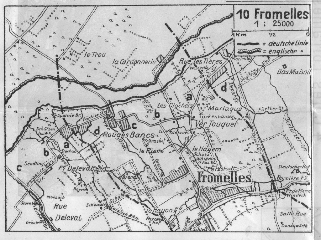 Karte von Fromelles aus den Erinnerungsblättern des 21. Infanterie-Regiments.