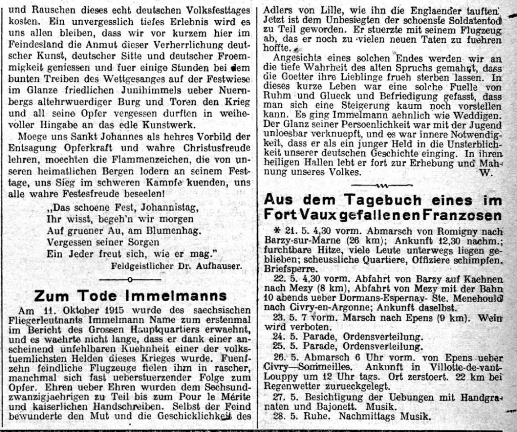 Zum Todes Immelmanns