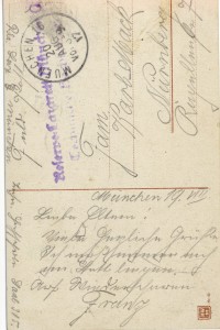 Feldpostkarte Erster Weltkrieg München