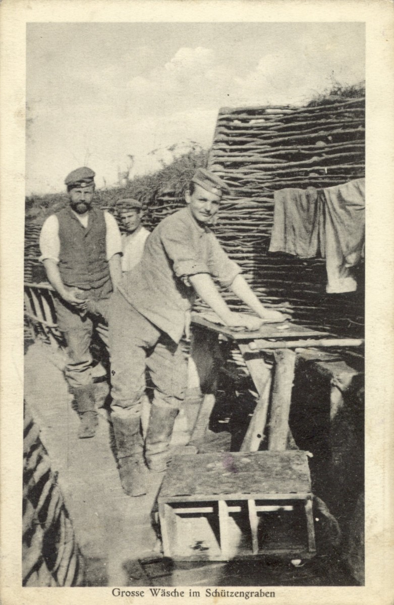 Feldpostkarte Erster Weltkrieg Große Wäsche
