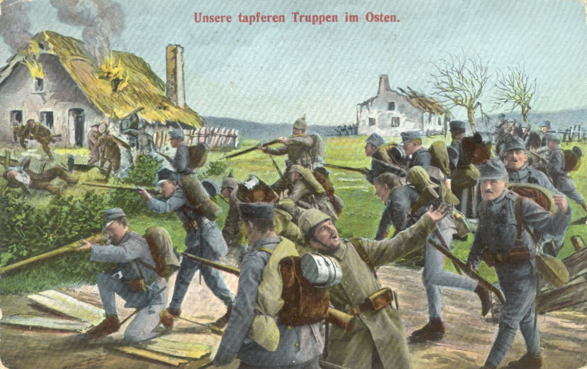 Feldpostkarte Erster Weltkrieg Truppen im Osten